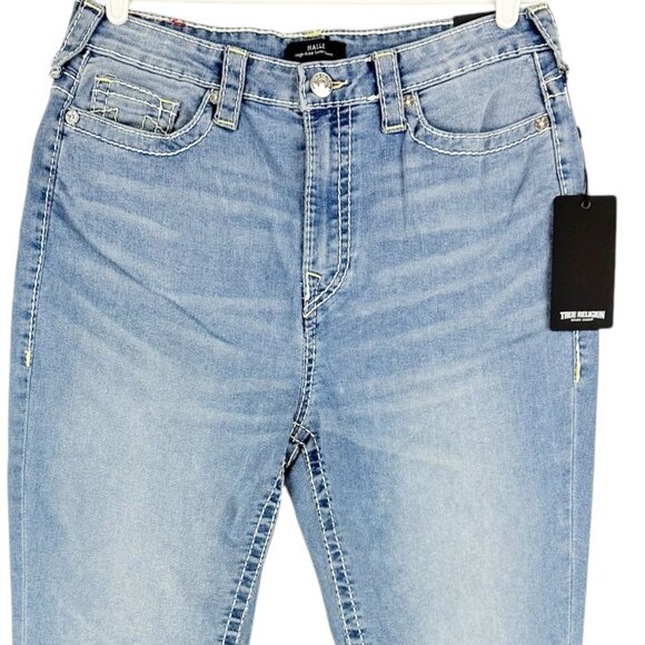 NEW WITH DEFECT True Religion Women Halle Big T Stretch Blue Denim Jean Size 32 - Picture 3 of 12
